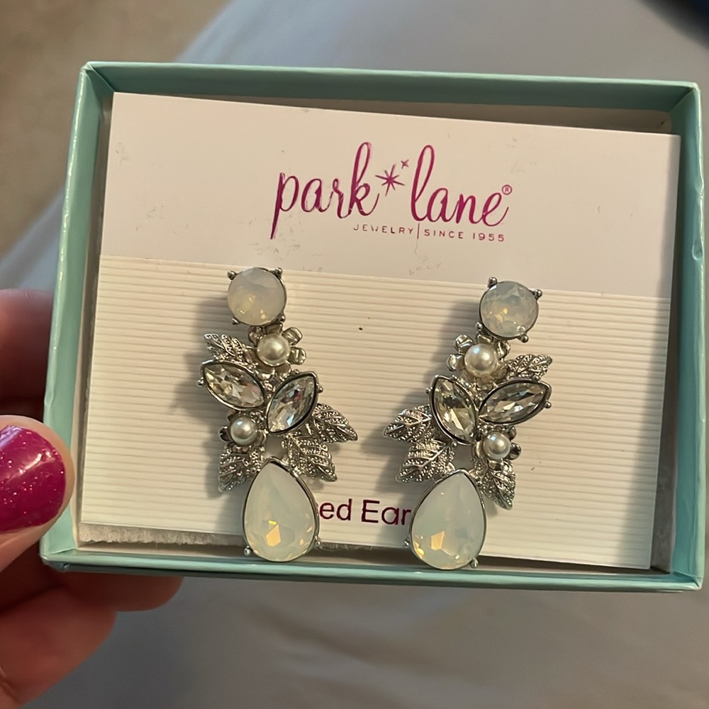 Park Lane Silver and White Crystal Earrings